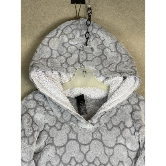 Disney Hoodie Womens M Gray Mickey Mouse Lounger Sherpa Fleece Soft Pajama - Picture 2 of 10